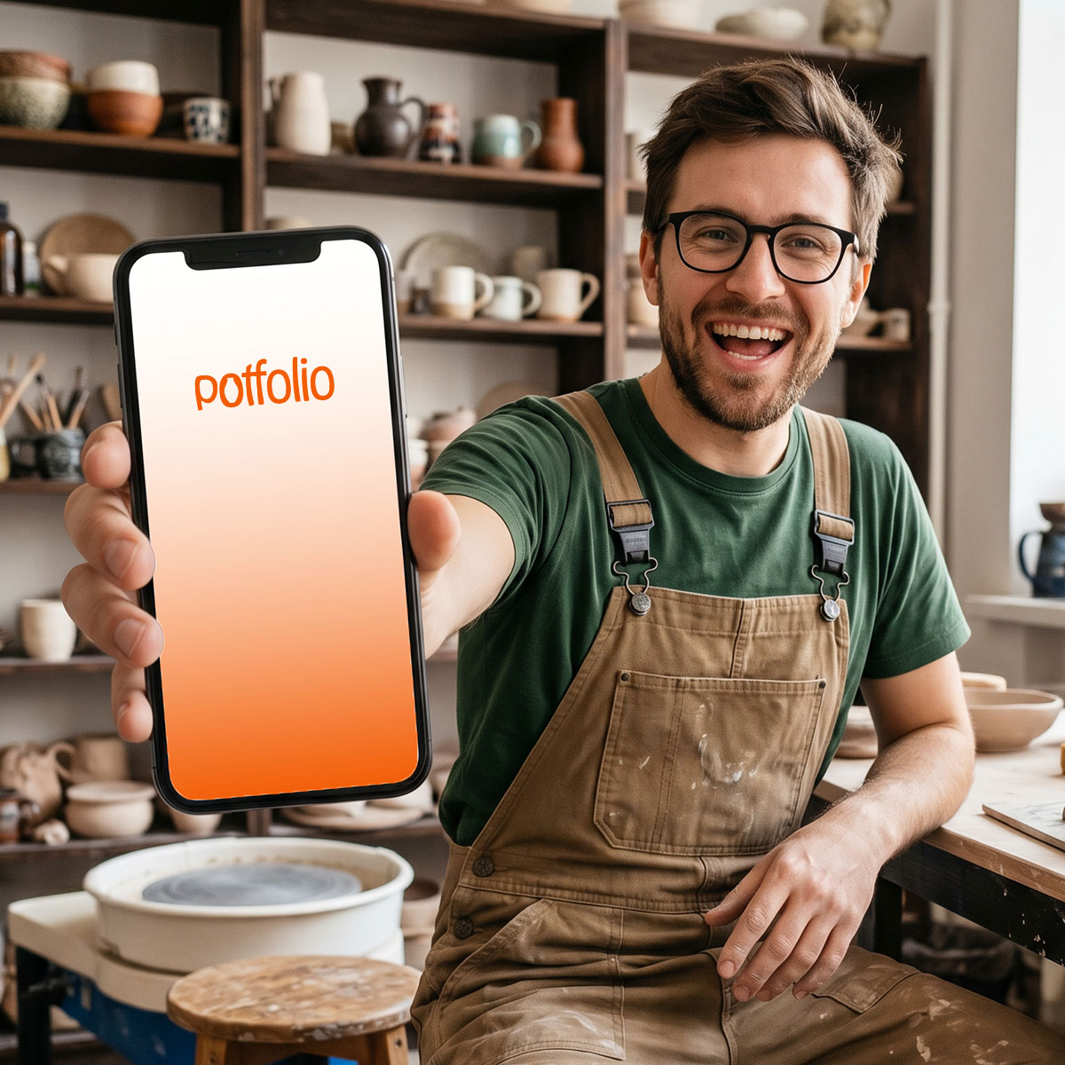 Ragazzo con app Potfolio